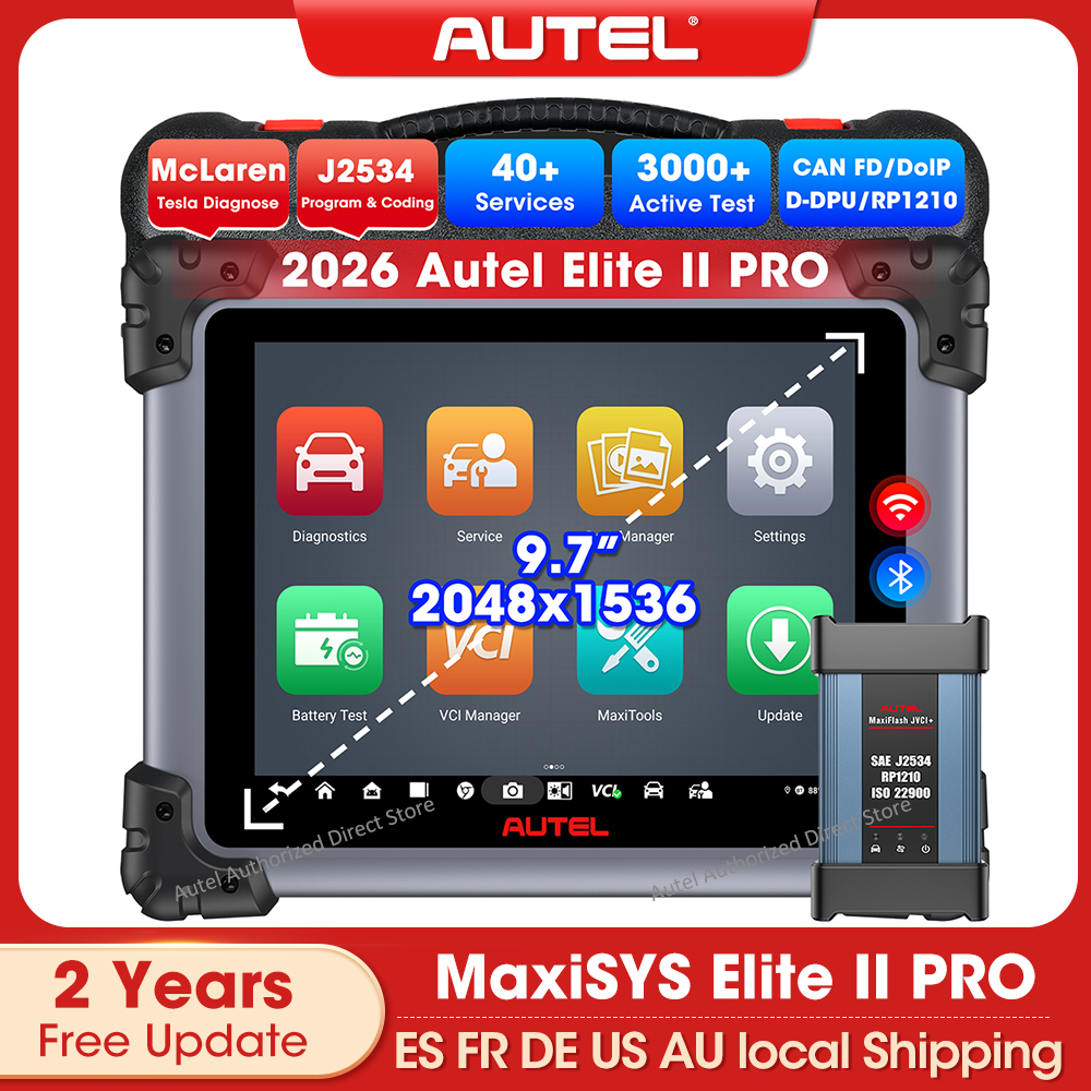Autel MaxiSys Elite II PRO เครื่องสแกนเนอร์ J2534 เครื่องมือการเขียนโปรแกรมและการเข้ารหัส, 38+ รีเซ็ตการทดสอบที่ใช้งานอยู่, CANFD &DoIP, AutoScan 2.0
