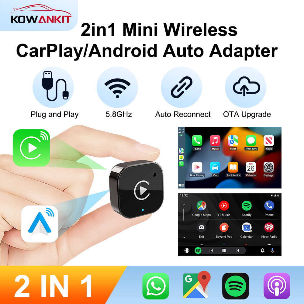 อะแดปเตอร์ไร้สาย CarPlay Android Auto แบบ USB กล่องสมาร์ทมินิ ใช้งานได้ทันที สำหรับรถยนต์ VW Toyota Nissan Honda Ford Benz KA05