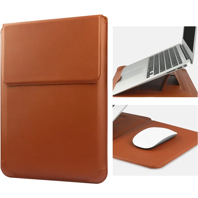 Capa de couro portátil para laptop, bolsa para macbook air 12 13 14 15 16 tamanhos m5 m4 m3 m2 chip mac book pro capa de suporte ajustável