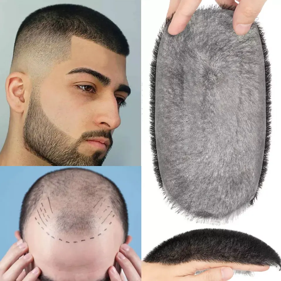 TESS Männer Haar Perücke 100 % Echthaar Männer Toupet Buzz Cut Haar System Super Dünne Haut Natürliche Schwarze Kurze Haarteile Perücken für Männer