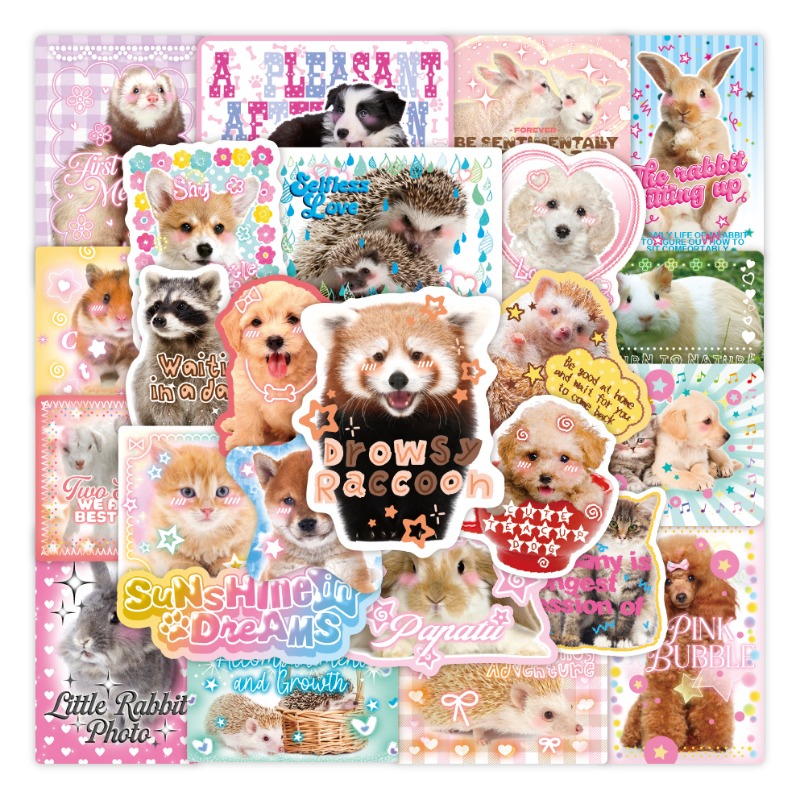 50 листов Kawaii набор наклеек для домашних животных, милый хомяк, кошка, животное, каракули для журнала, чехол для телефона, украшение для багажа, принадлежности для скрапбукинга