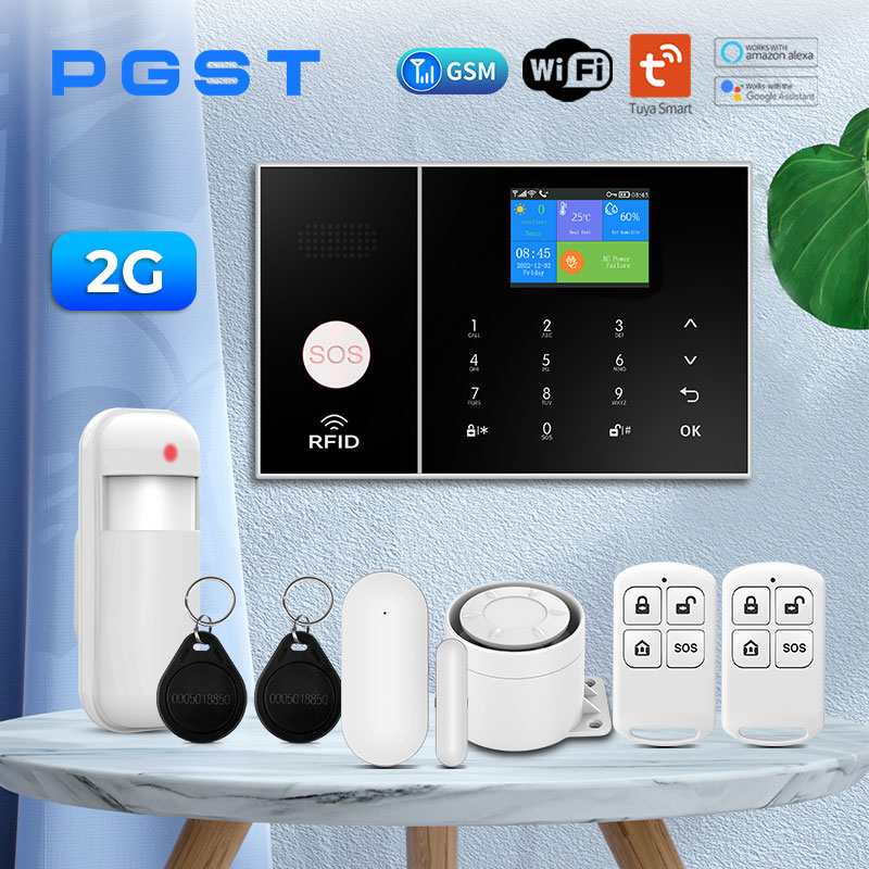 Sistema de alarma de seguridad PGST para el hogar GSM WIFI alarma Host con puerta y Sensor de movimiento control de aplicación inteligente Tuya