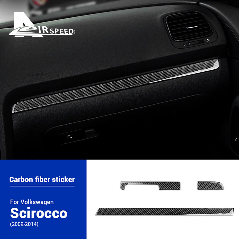 นุ่มจริงคาร์บอนไฟเบอร์สําหรับ Volkswagen Scirocco 2009 2010 2011 2012 2013 2014 LHD RHD Car Center Co-pilot ถุงมือกล่องสติกเกอร์