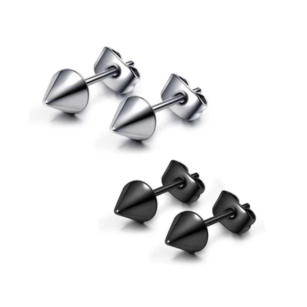 1 Pasang Mode Klasik Punk Rock Rivet Ujung Runcing Kerucut 316L Baja Tahan Karat Wanita Pria Anting-Anting Tindik Telinga Perhiasan Tubuh