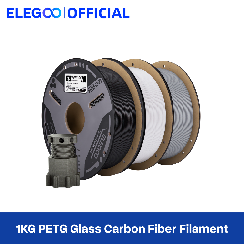 Филамент ELEGOO PETG-GF из стекловолокна, 1.75 мм, черный, 1 кг, для 3D-печати, высокая жесткость, электроизоляционный филамент PETG
