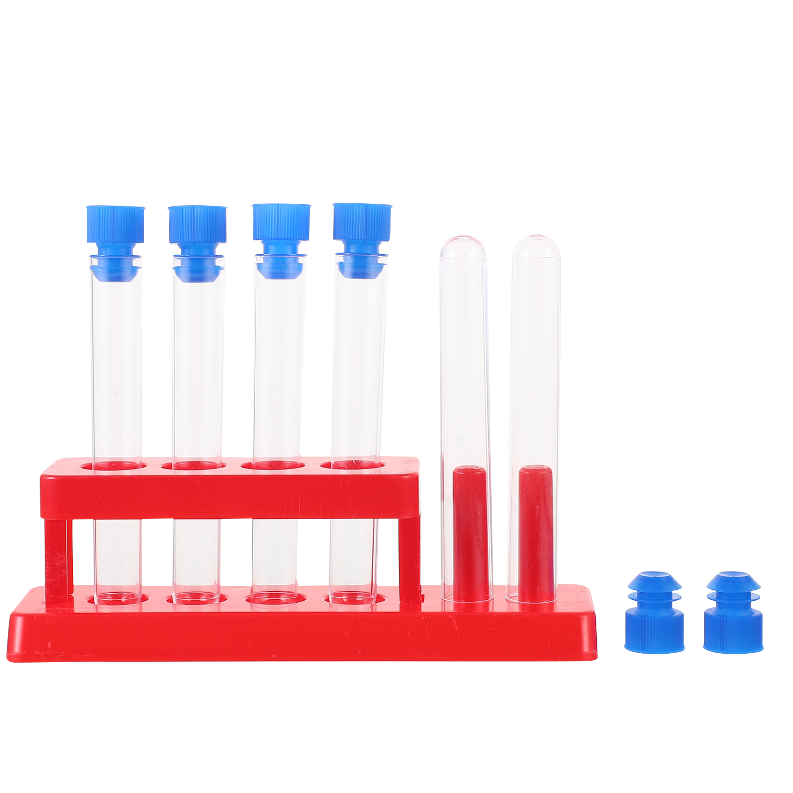 Science Toy Set para crianças, experimento científico, tubo de ensaio plástico, tubos transparentes, conta-gotas, tampas
