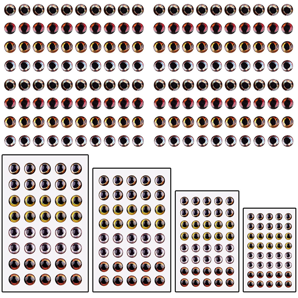 160 sztuk zestawów oczu wędkarskich 4D Realistyczne oczu rybne na przynęty 3 mm 4 mm 5 mm 6 mm Przynęty muchowe Symulacja rzemiosła DIY Akcesoria do robienia