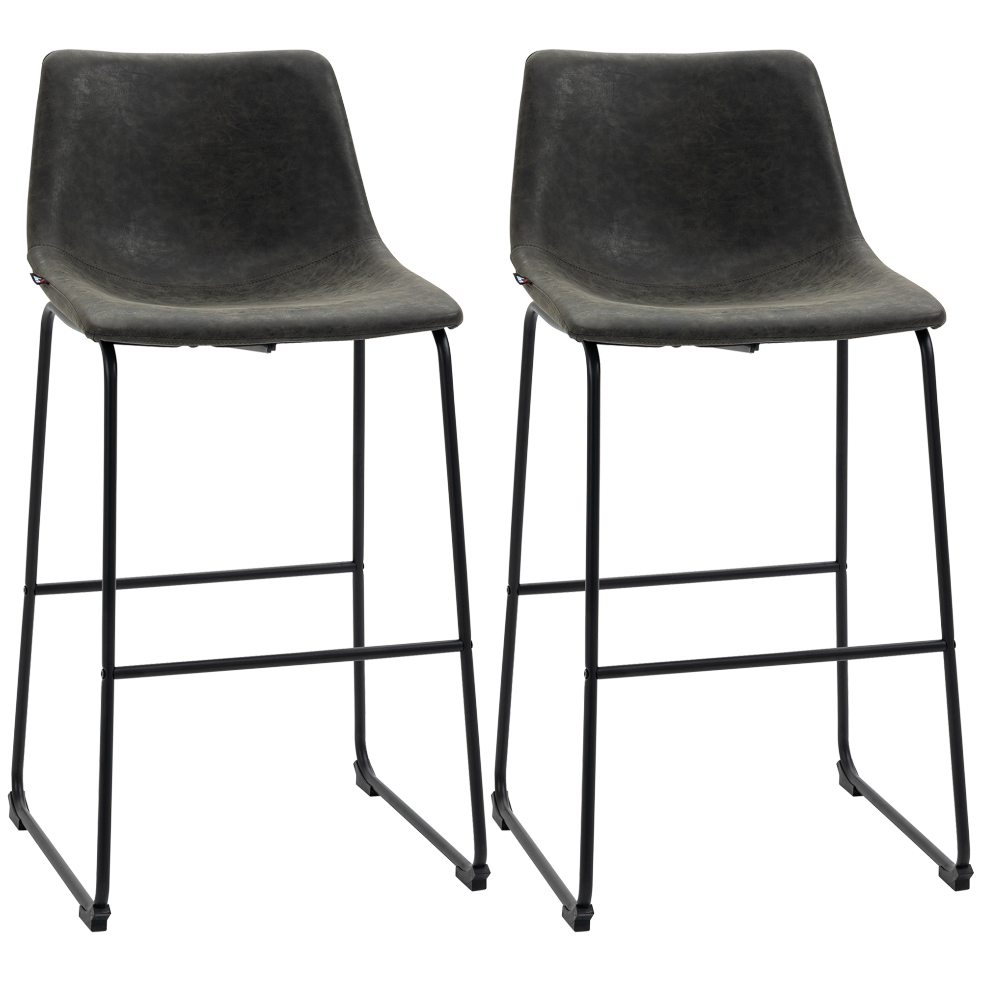 HOMCOM 2 wysokie tapicerowane stołki kuchenne PU z oparciem 47x54x99 cm