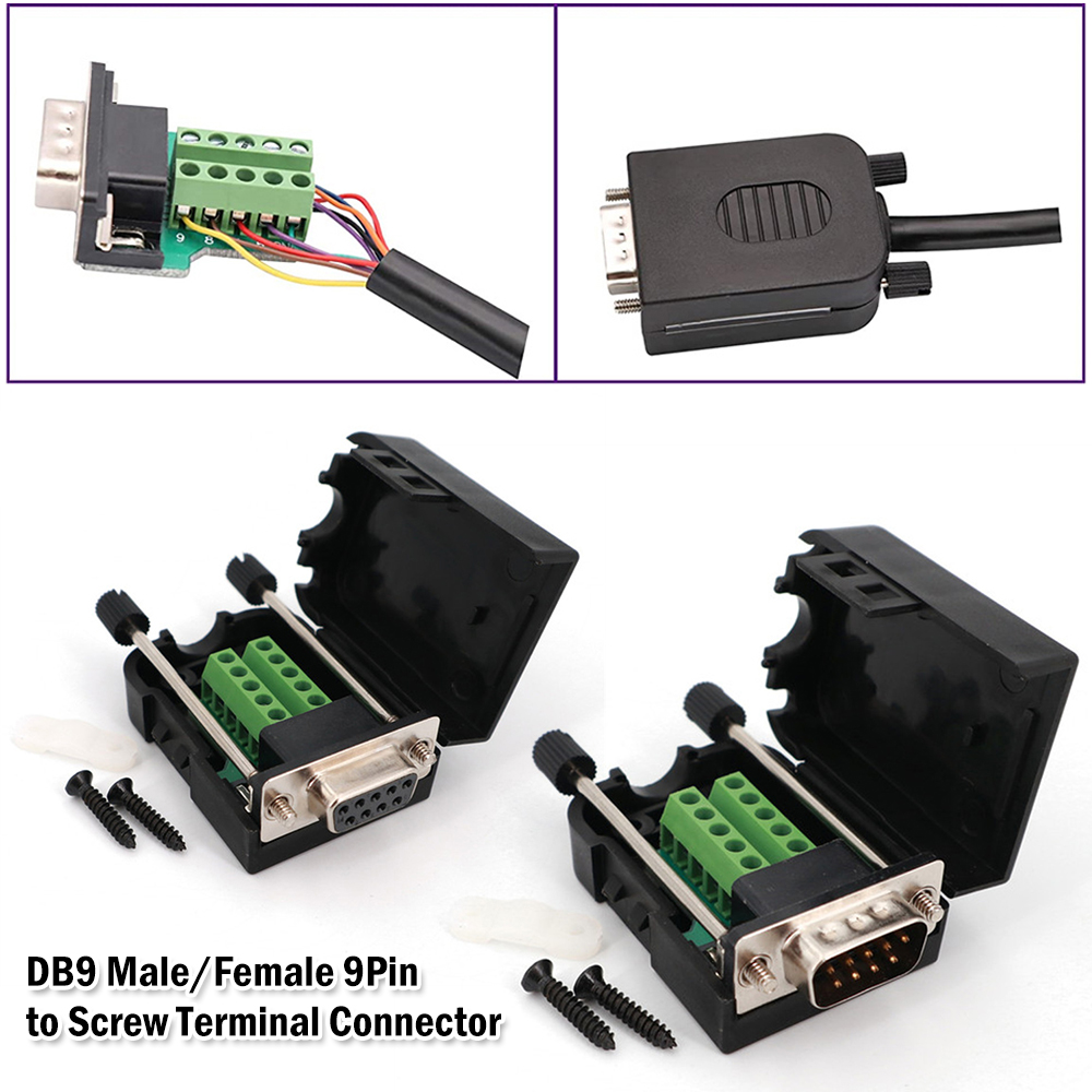 ขั้วต่อ DB9 ตัวเมีย ตัวผู้ แบบ 9 พิน สำหรับต่อสายแบบเกลียว ไม่ต้องบัดกรี จำนวน 10 ชิ้น