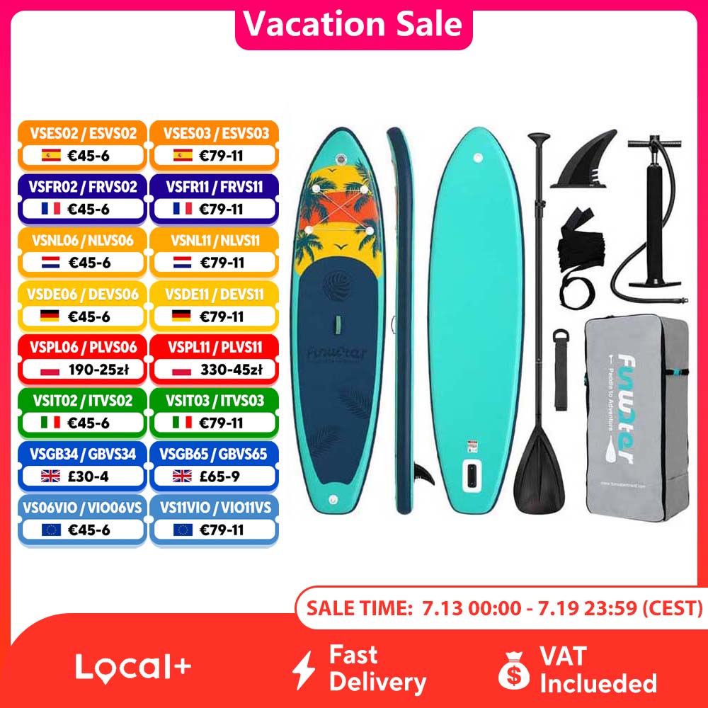 FunWater aufblasbares Stand-Up-Paddle-Board, Paddling-Board, Surfbrett, Surf-Sup-Board, 320–385 cm, rutschfestes Wassersport-Paddle-Board