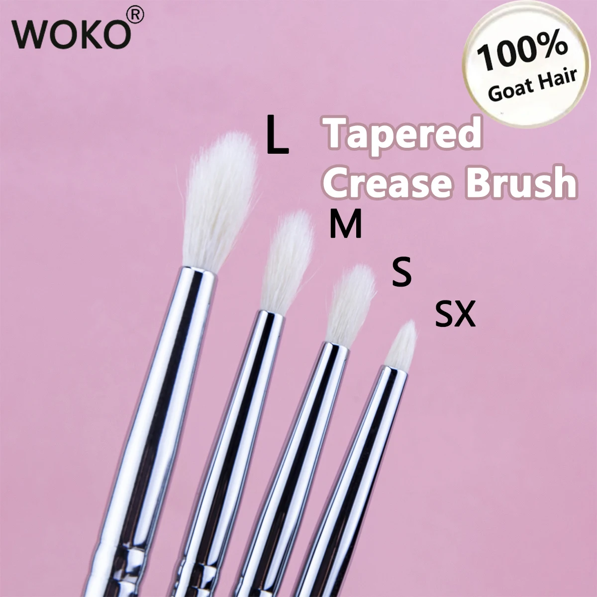 Brocha para pliegues cónicos, brocha de maquillaje para pliegues grande, pequeña y mediana, herramienta de maquillaje para pliegues de sombra de ojos, 100% pelo de cabra y tubo de cobre