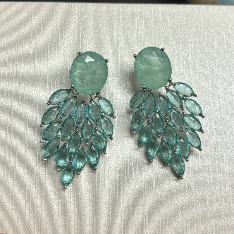 Pendiente verde de moda Bilincolor para mujer, joyería nupcial de boda