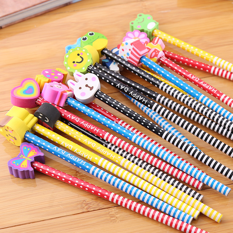 20 ชิ้นการ์ตูนดินสอไม้ยางลบสําหรับเด็กวันเกิด Party Favors Back To School ของขวัญห้องเรียนรางวัล Pinata Goodie Filler