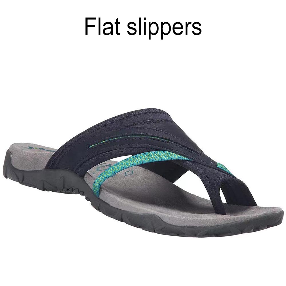 Sandalias ortopédicas de tela de algodón para mujer, zapatillas de punta abierta, chanclas de tacón plano, zapatos de playa informales de verano