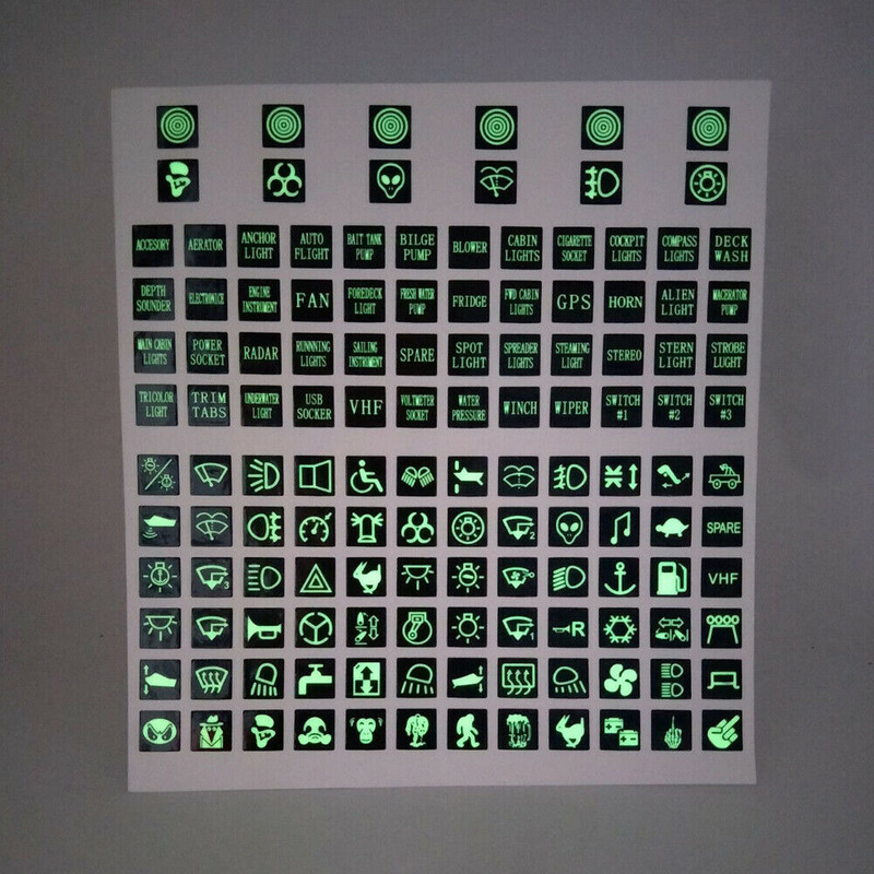 120 pegatina de etiqueta de interruptor basculante, calcomanía de Panel de circuito, pegatina luminosa brillante para interruptores de barcos marinos de coche, etiquetas decorativas de relés