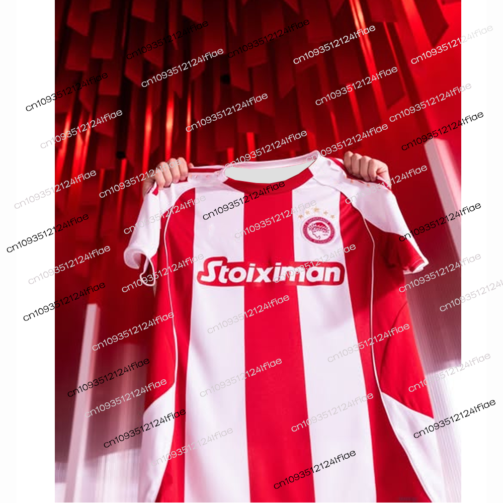 Nuova Maglia da Calcio a Maniche Corte da Uomo 2025/2026, Maglia Sportiva, Asciugatura Rapida e Traspirante, Olympiacos Piraeus