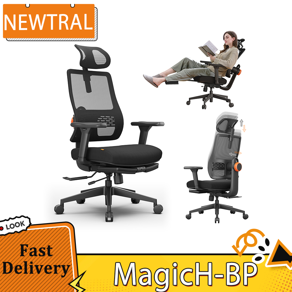 NEWTRAL MagicH-BP ergonomiczny krzesło z podnóżkiem oparcie z automatycznym oparciem adaptacyjny dolny podparcie pleców regulowany zagłówek podłokietnika