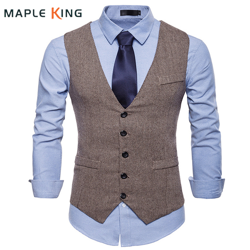 Chaleco de traje de moda para hombre, vestido Formal, chaleco masculino en espiga, chaqueta sin mangas para Fitness, chaleco de boda para hombre XXL