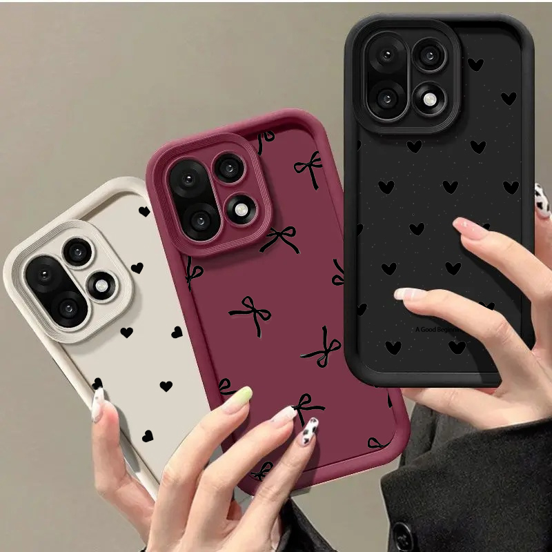Casing Ponsel untuk Oneplus 15 13 13T 12 12R 11 11R 10R 8T OnePlus NORD CE 6 5 2 3 4 LITE 5G NORD 5 Sampul Silikon Hati Cinta Hitam