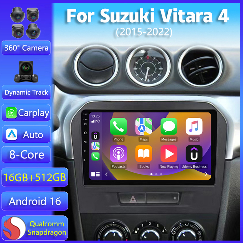 Radio Multimedia para Auto con Android 16 y Carplay para Suzuki Vitara 4 2015 2016 2017 2018 - 2022, Reproductor de Video, DSP, WIFI+4G, Autoradio