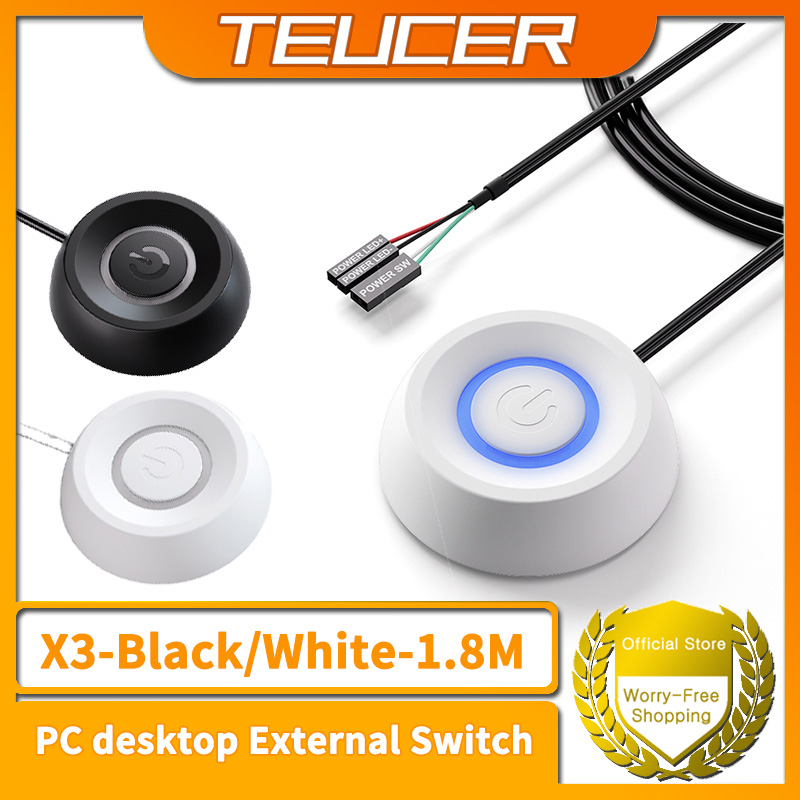 TEUCER X3 1,8 m Kabel Computer Desktop Netzschalter mit LED-Licht PC Motherboard Externer Start Netzschalter Verlängerungskabel