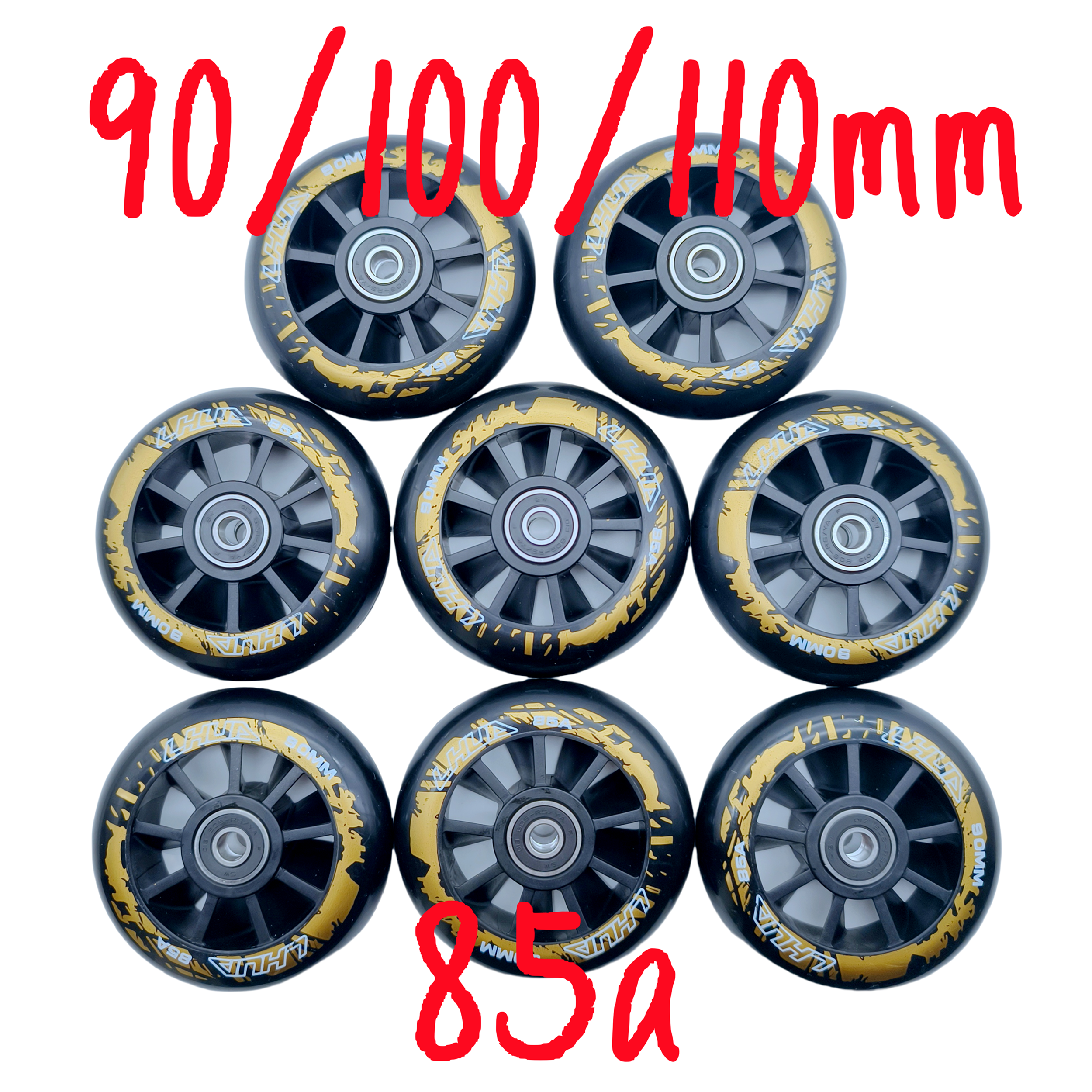 Roda de velocidade roda de skate em linha patins 90mm 100mm 110mm 85A roda de velocidade branca