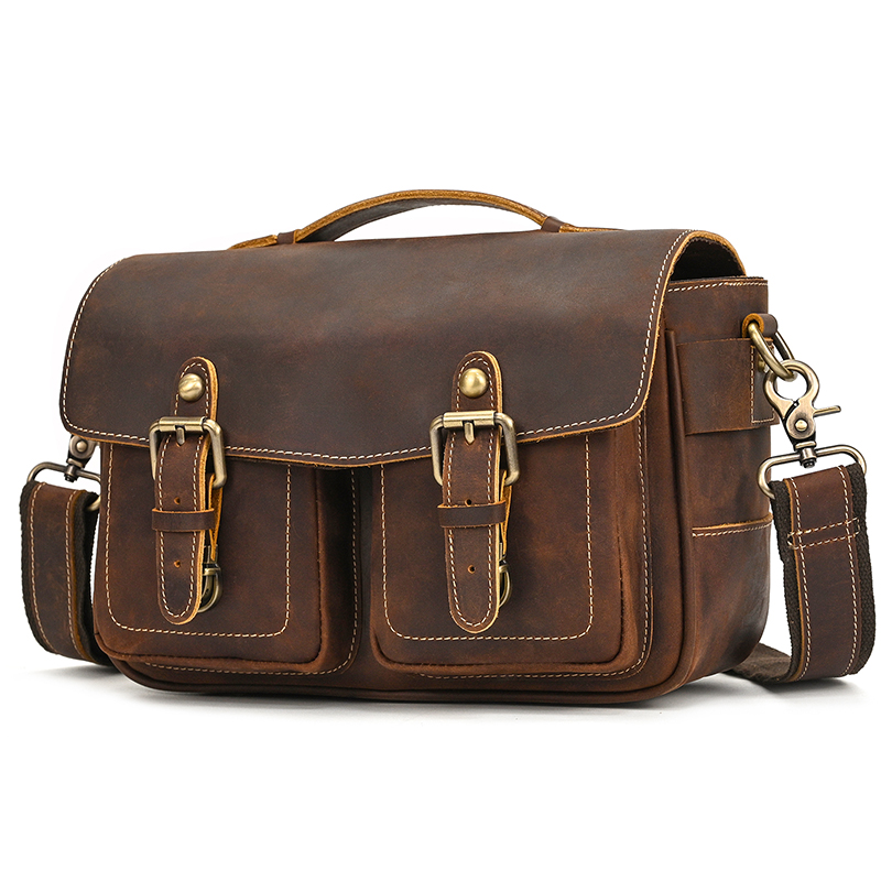 Duża skórzana torba listonoszka dla mężczyzn prawdziwa skóra bydlęca torby na ramię torby szkolne męskie dla iPad PC Camera Shoulder Bag
