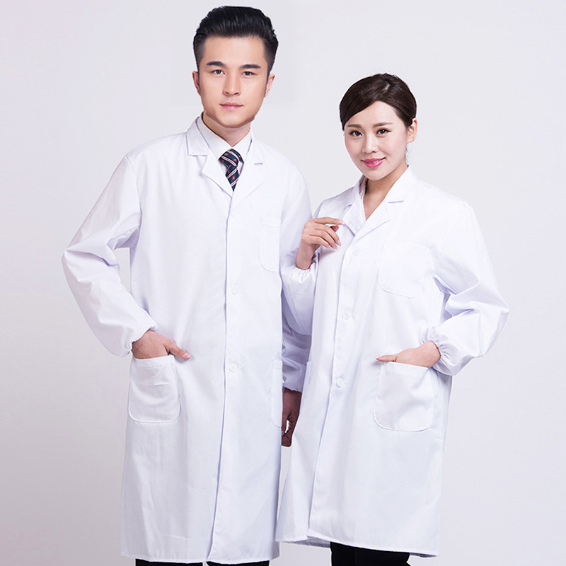 Unissex manga longa casaco branco enfermeira médica médico uniforme fino respirável roupas de trabalho fábrica de alimentos uniforme de trabalho profissional