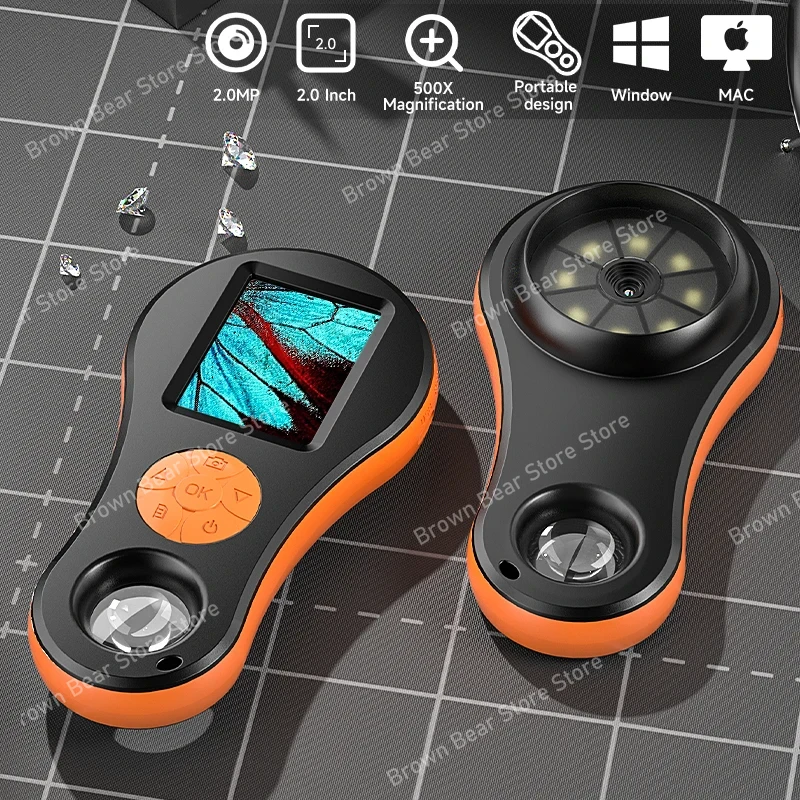 Lupa Digital IPS de 2.0'' HD 1080P 500X, Microscopio Portátil de Mano, Lupa para Reparación de Electrónicos y Verificación de Joyería