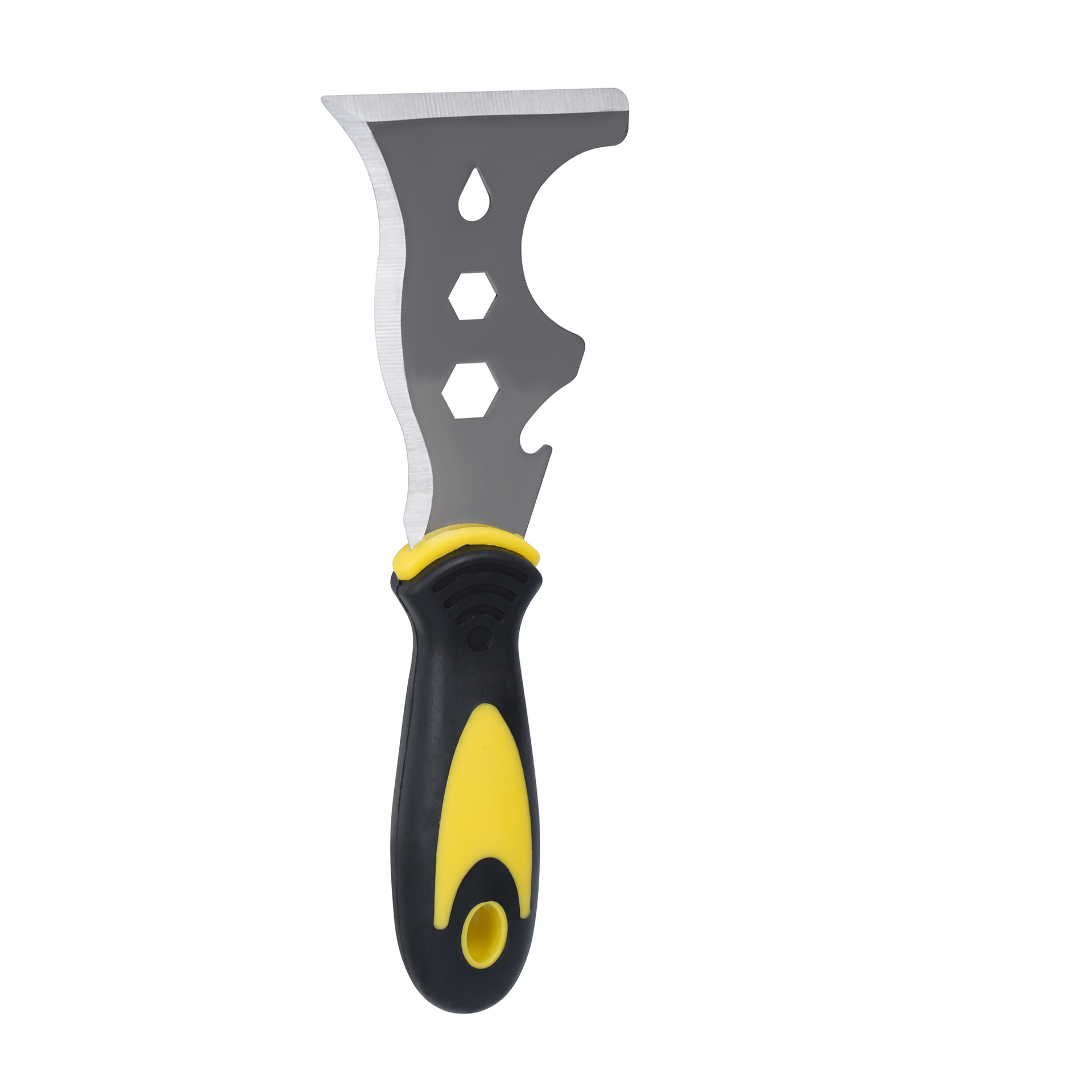 Cuchillo de masilla multiusos 15 en 1, raspador de pintura de acero inoxidable, herramienta de construcción para papel tapiz, abrelatas, bricolaje para el hogar, 1 ud.