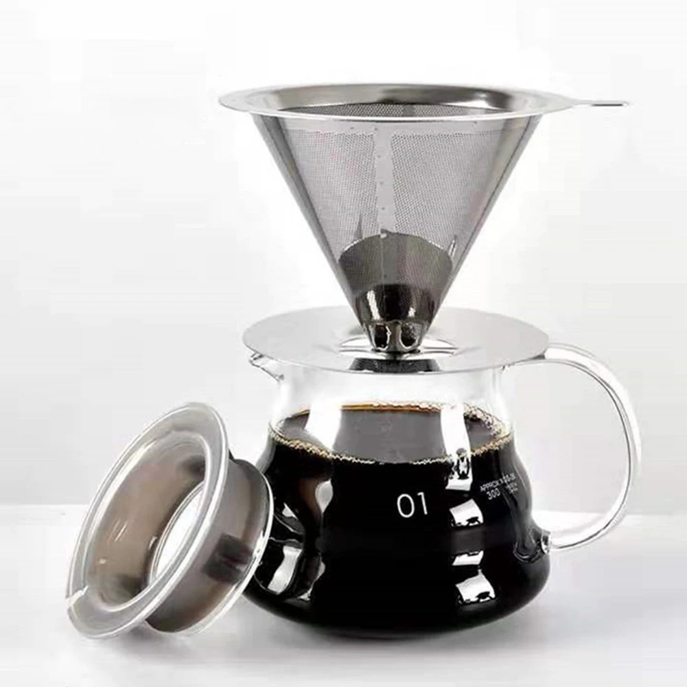 Porte-filtre à café réutilisable, Double couche en acier inoxydable, passoire à café et à thé, accessoires pour café, outil de préparation du café