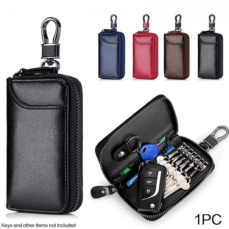 Porte-clés en cuir véritable unisexe, sac à clés, organisateur multifonction, porte-monnaie, femme de ménage intelligente, petite étui pour clés de voiture, pochette pour clés