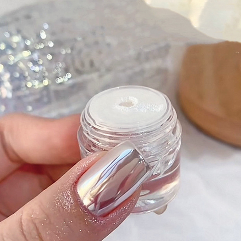 1 caja de polvo de uñas con espejo de luz de luna, pigmento de efecto metálico con brillo fino plateado, esmalte de Gel UV, polvo cromado, decoraciones para uñas Aurora