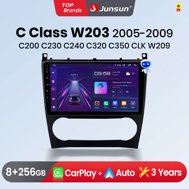 Junsun draadloze CarPlay Android Auto autoradio voor Benz C-Klasse W203 2005-2009 GPS auto intelligente systemen smart radio
