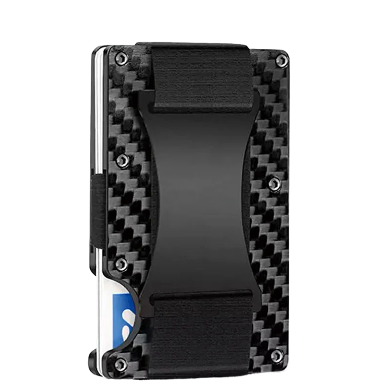 Porte-cartes en fibre de carbone avec motif forgé, étui à cartes en métal, pochette pour cartes, boîte à cartes de crédit simple ultra-mince anti-scan