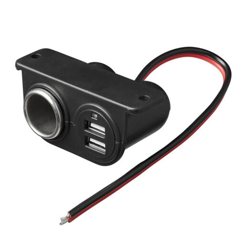 Adaptador de puertos USB para coche, toma de corriente de 5V, 3.1A, doble USB, encendedor, cargador de cigarrillos, 12-24V