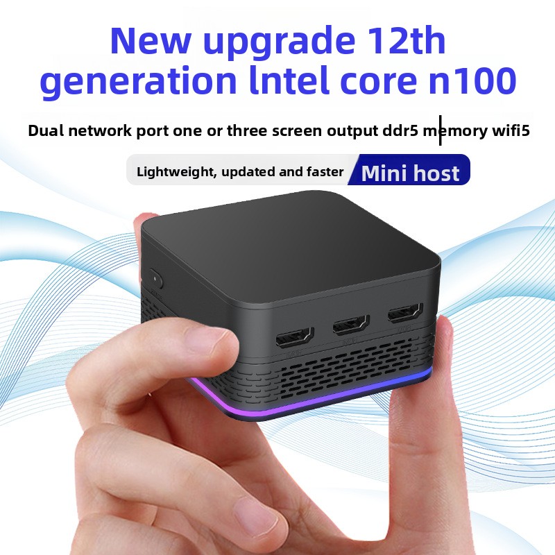 Brandnew 12th gen alderlake n100 n150 portas ethernet gigabit duplas 3-hdmi2.0 escritório jogos 4k mini pc portátil