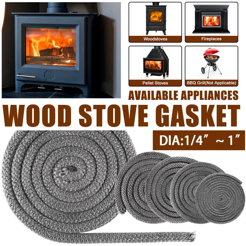 6/8mm Gasket Rope Seal Heat Resistance Fireproof Fiberglass Gasket Replacement for Wood Stoves Fireplace Chimneys Boiler Parts