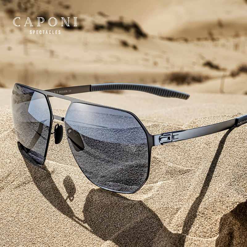 CAPONI kacamata nilon untuk pria Super elastis bio-steel terpolarisasi kacamata hitam berkendara UV400 melindungi warna desain merek CP23017