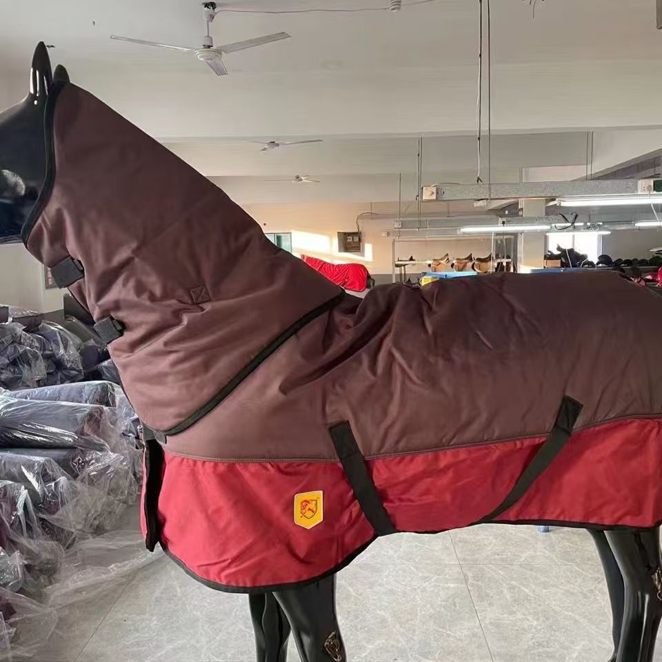 Alfombras impermeables para caballos de invierno, manta desplegable, Sábana de algodón cálida con calentador de cuello, cubierta de arnés, accesorio para equipo de caballo