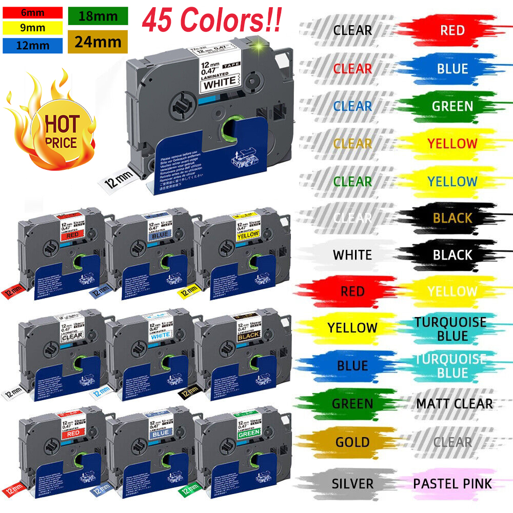 Etiqueta laminada TZe 231 de 6/9/12/24mm para Brother TZe231 TZe221 TZe211, pegatina adhesiva Compatible con Brother P-touch Label Maker