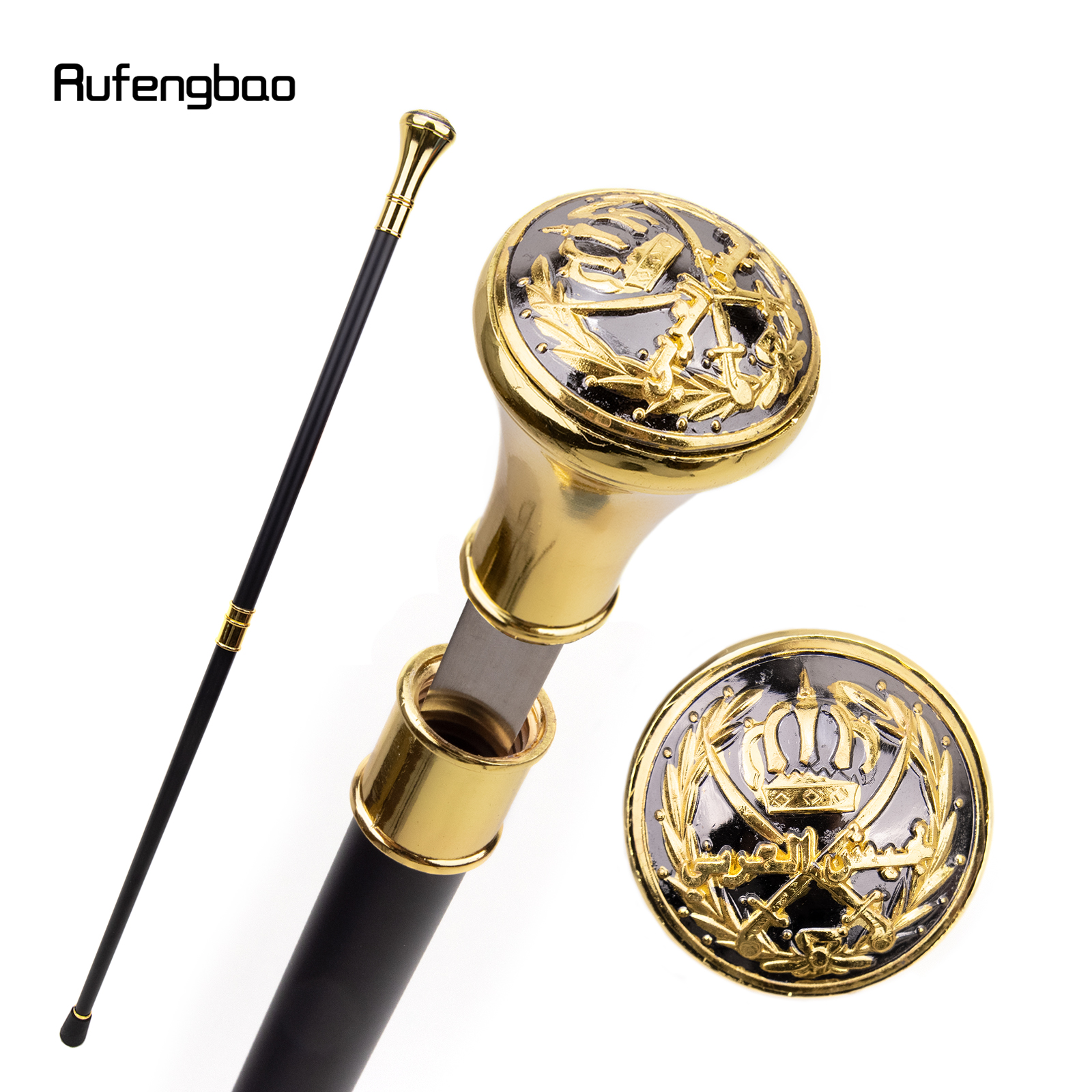 Golden De Middeleeuwen Zwaard Cross Totem Wandelstok Met Verborgen Plaat Zelfverdediging Mode Riet Zwaard Cosplay Crosier 93cm