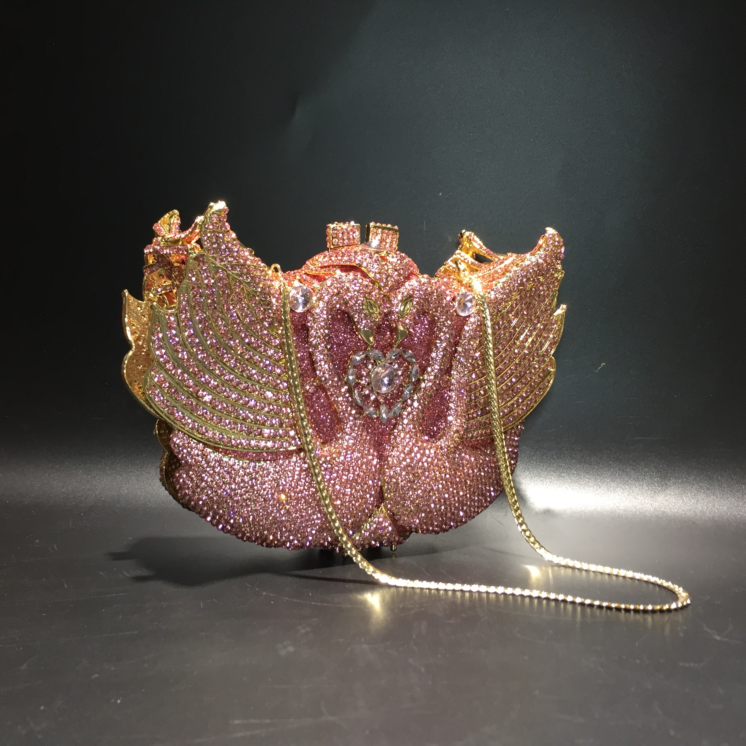 Keten Nieuw Product Hot Sale Dames Portemonnee Kristal Steen Avondtassen Zwaan Dame Portemonnees Ontwerp Zwaan Clutch Bag