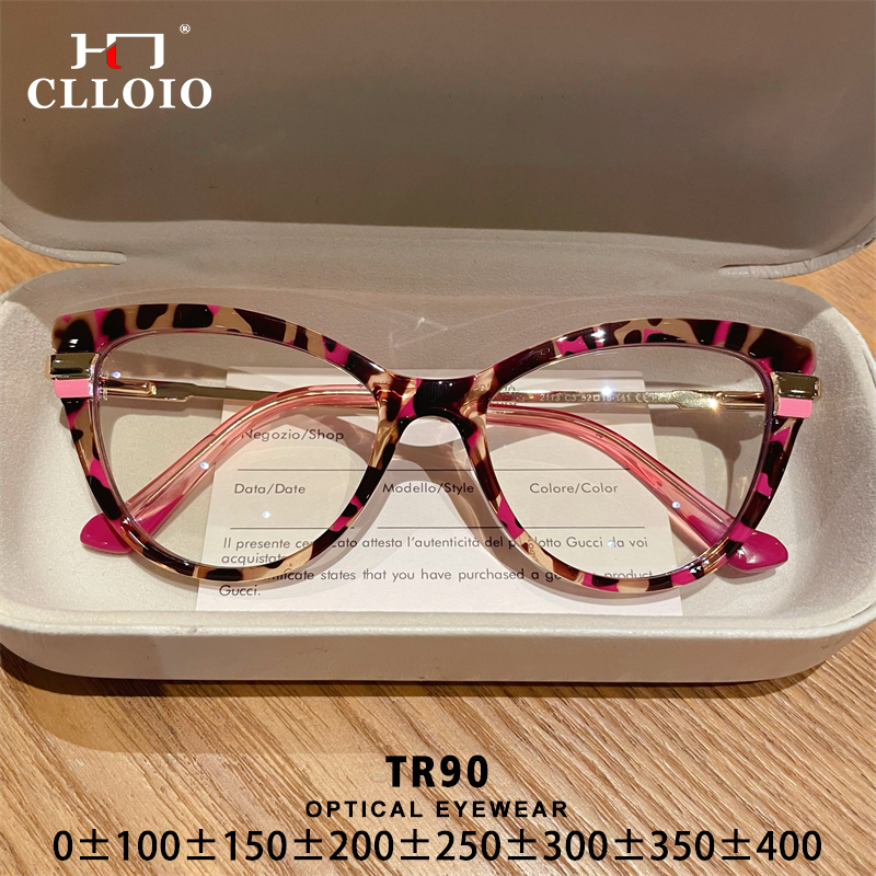 CLLOIO mode oeil de chat pour femmes Anti lumière bleue lunettes de lecture myopie hypermétropie personnalisable Prescription ordinateur lunettes