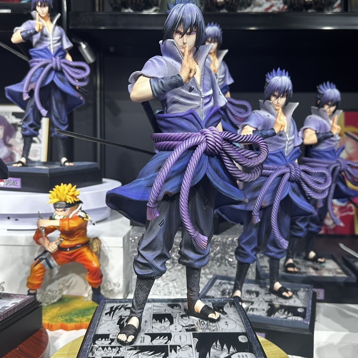 Figurka Anime Naruto Uchiha Sasuke 33cm GK z Podwójną Głową, Kolekcjonerska Dekoracja, Ozdoba na Biurko, Model Statuetki, Prezent dla Fanów