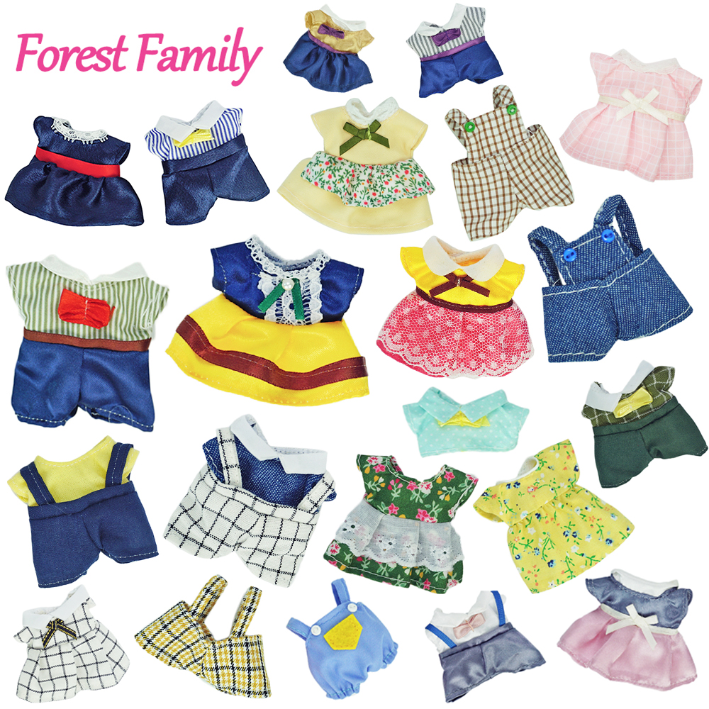 New Dollhouse Dolls Clothes 12 Styles Dress Skirt  Forest Family Girls Pretend Play Toys Compatible 1:12 Dollhouse Accessories