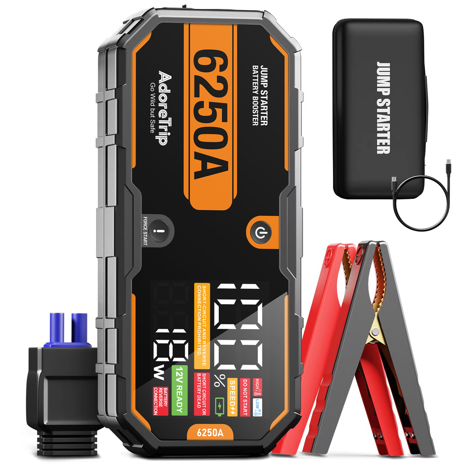 AdoreTrip Car 6250A portátil 12V arrancador de batería banco de energía 12V cargador de batería automático dispositivo de arranque con luz Led