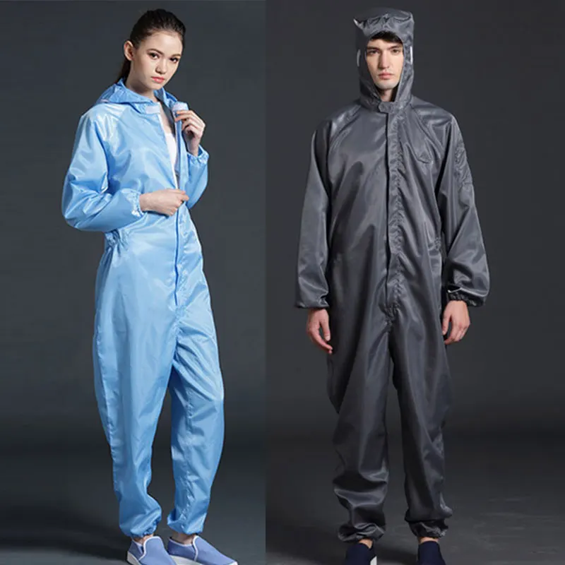 Einteiliger Overall, Kapuze für saubere Kleidung, Reinraumkleidung, saubere Lebensmittel, staubdichte Farbe, Arbeitskleidung, Unisex-Schutzoverall