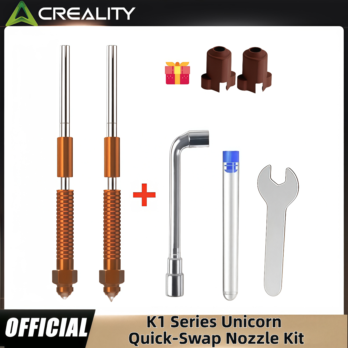 Creality K1C / K1 MAX Unicorn Комплект быстросменных насадок с инструментами для быстрой установки, инструментами для чистки насадок и силиконовым носком