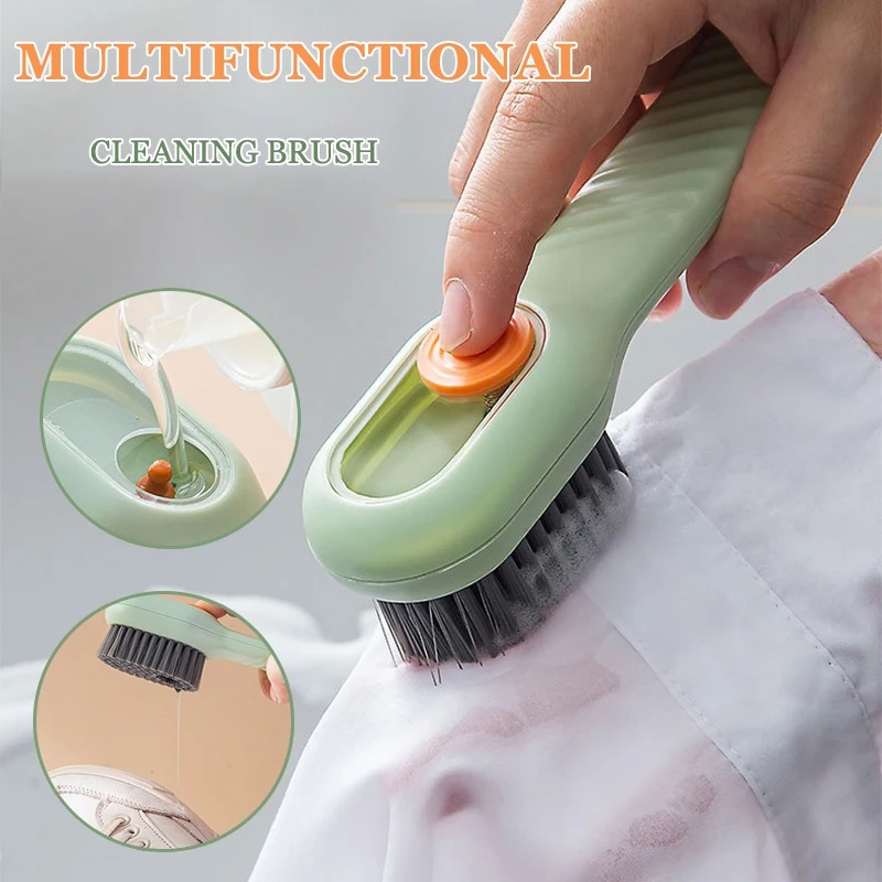 Cepillo de limpieza multifunción, cepillo para zapatos, cepillo líquido de cerdas suaves, mango largo, cepillo para ropa, herramienta de limpieza del hogar, 1 Uds.